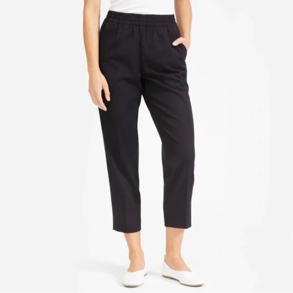 Everlane Italian GoWeave Pull On Tapered Ankle Trousers 100% Wool Black Size 2